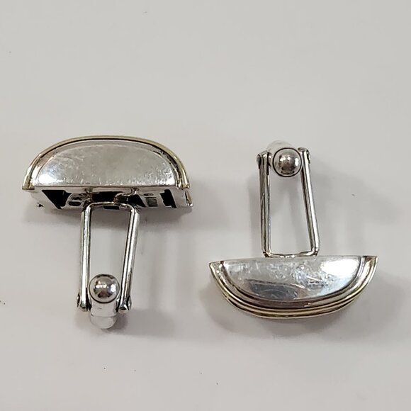 David Yurman 14K Solid Gold/Sterling Silver Cable Cigar Band Cufflinks - Picture 5 of 10